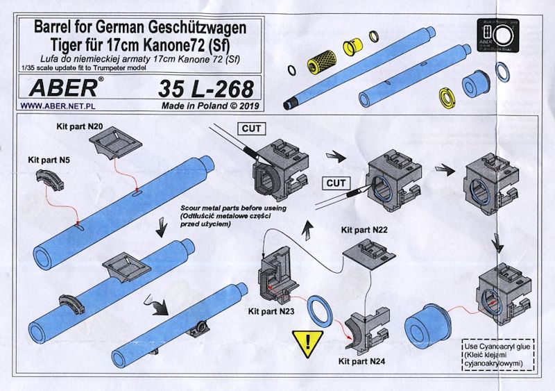 # 35L268 Sf Aber 1/35 Barrel for German Geschutzwagen Tiger fur 17cm Kanone 72 