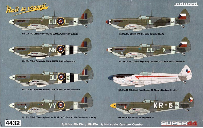 eduard Spitfire Mk.IXc 4 Modelle 8 Versionen Quattro1:144 Modell-Bausatz Kits 