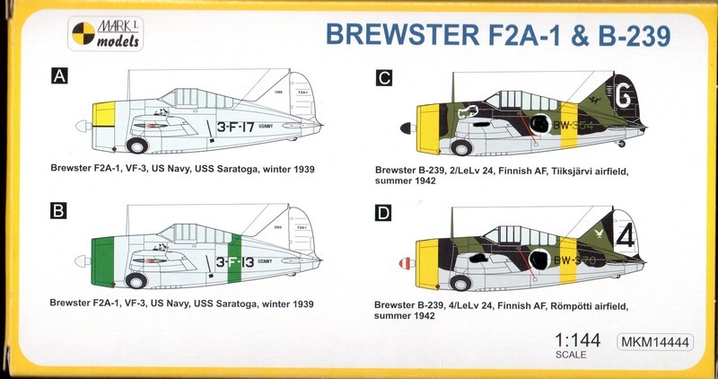 Mark I Double Pack Brewster F2A-2 & B-339 B/D New 1:144 